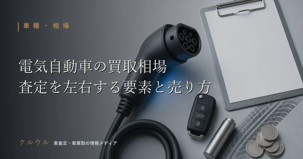 電気自動車（EV）の買取相場と査定のポイントを示すイメージ画像