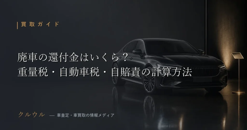 廃車時の自動車重量税・自動車税・自賠責保険の還付金計算方法を解説するアイキャッチ画像