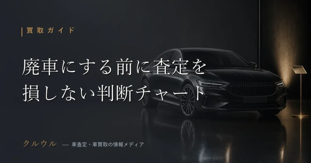 廃車にする前に査定を受けるべき理由と分岐チャートを解説するアイキャッチ画像