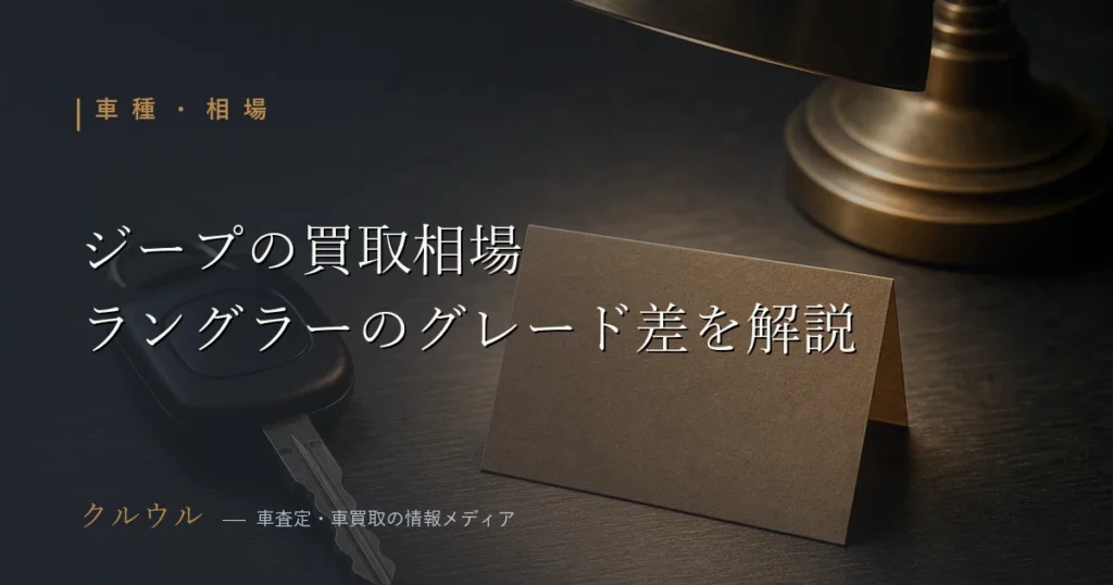 ジープ・ラングラーの買取相場とグレード別の傾向を表すアイキャッチ画像