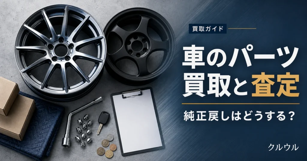 車のパーツ買取と査定への影響（純正戻し・社外パーツの扱い）を示すイメージ画像